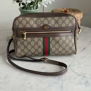 Gucci Beige and Brown Monogram Crossbody Bag